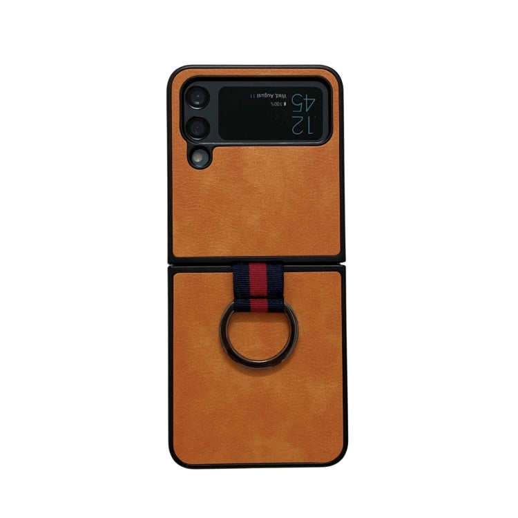 For Samsung Galaxy Z Flip4 Two-color Litchi Texture Phone Case With Ring