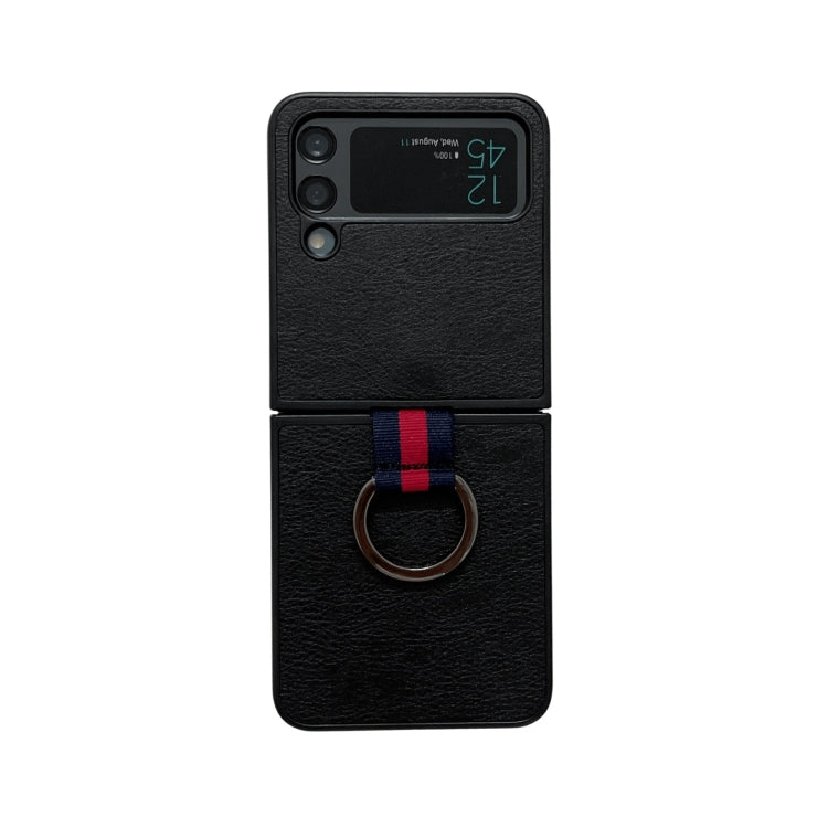 For Samsung Galaxy Z Flip4 Two-color Litchi Texture Phone Case With Ring