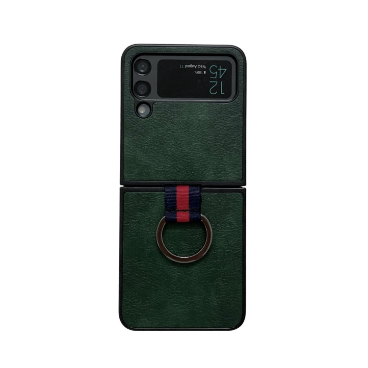 For Samsung Galaxy Z Flip4 Two-color Litchi Texture Phone Case With Ring