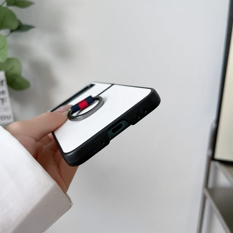 For Samsung Galaxy Z Flip4 Two-color Litchi Texture Phone Case With Ring