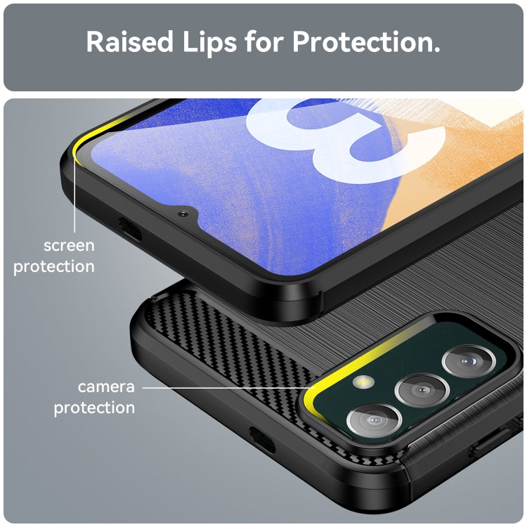 For Samsung Galaxy M13 4G Brushed Texture Carbon Fiber TPU Phone Case
