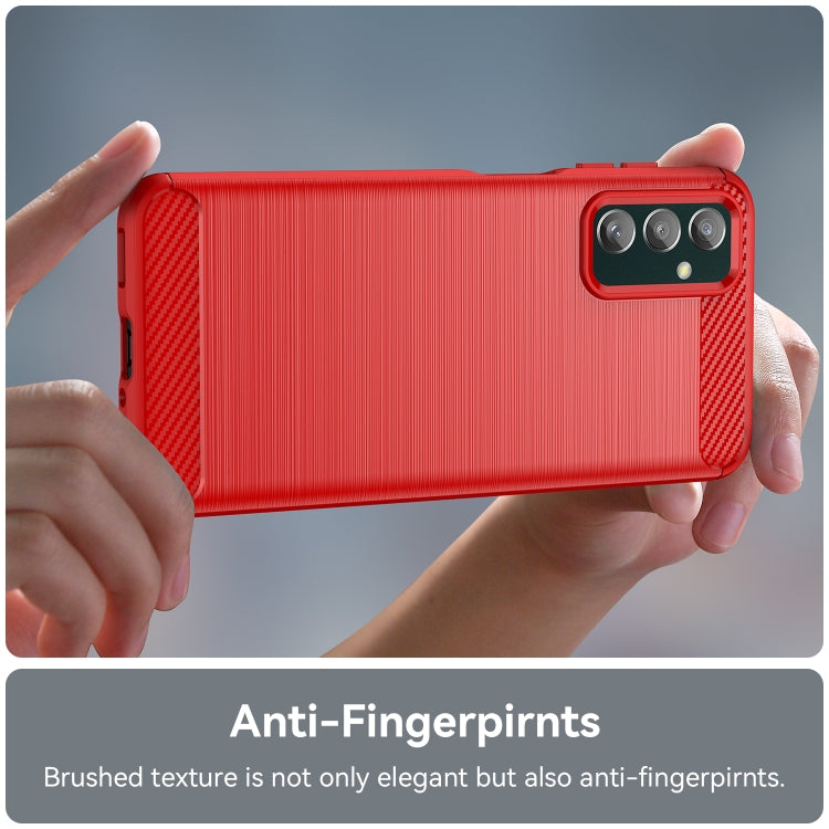 For Samsung Galaxy M13 4G Brushed Texture Carbon Fiber TPU Phone Case