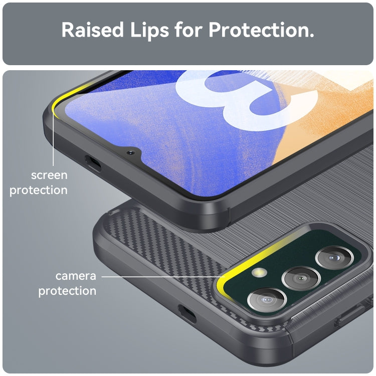 For Samsung Galaxy M13 4G Brushed Texture Carbon Fiber TPU Phone Case