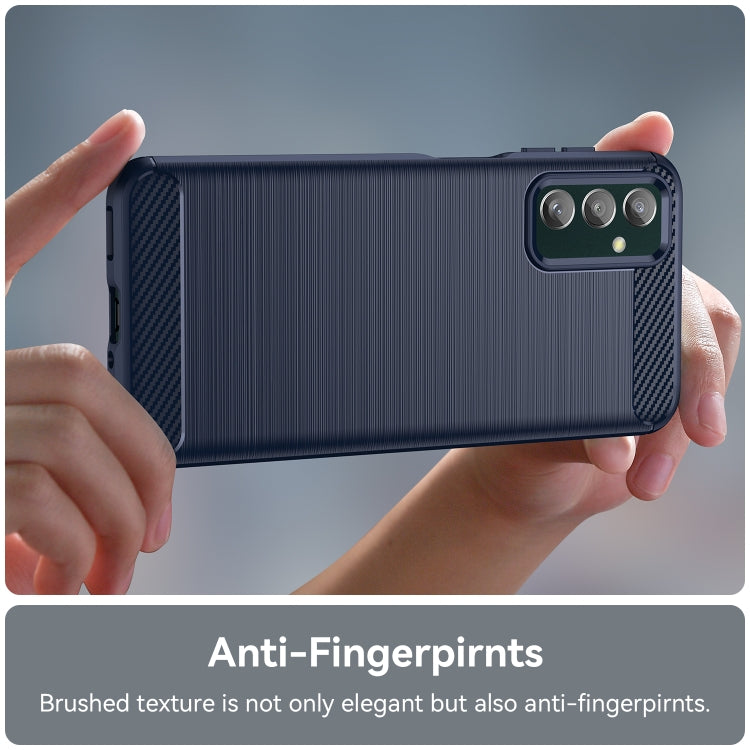 For Samsung Galaxy M13 4G Brushed Texture Carbon Fiber TPU Phone Case