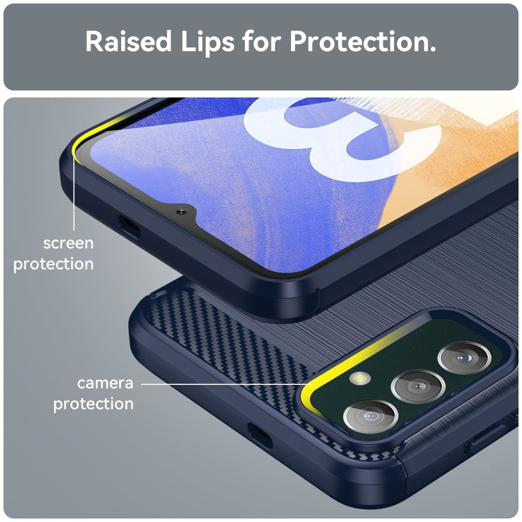 For Samsung Galaxy M13 4G Brushed Texture Carbon Fiber TPU Phone Case