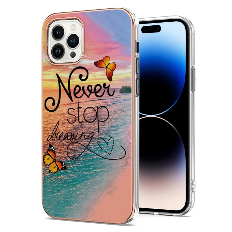 For iPhone 14 Pro Max Electroplating Pattern IMD TPU Shockproof Case