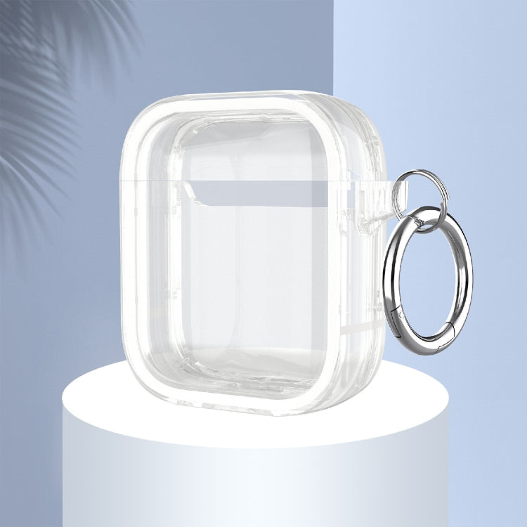 Two-color Photo Frame PC+TPU Anti-fall Wireless Earphone Case with Hook For AirPods 1/2