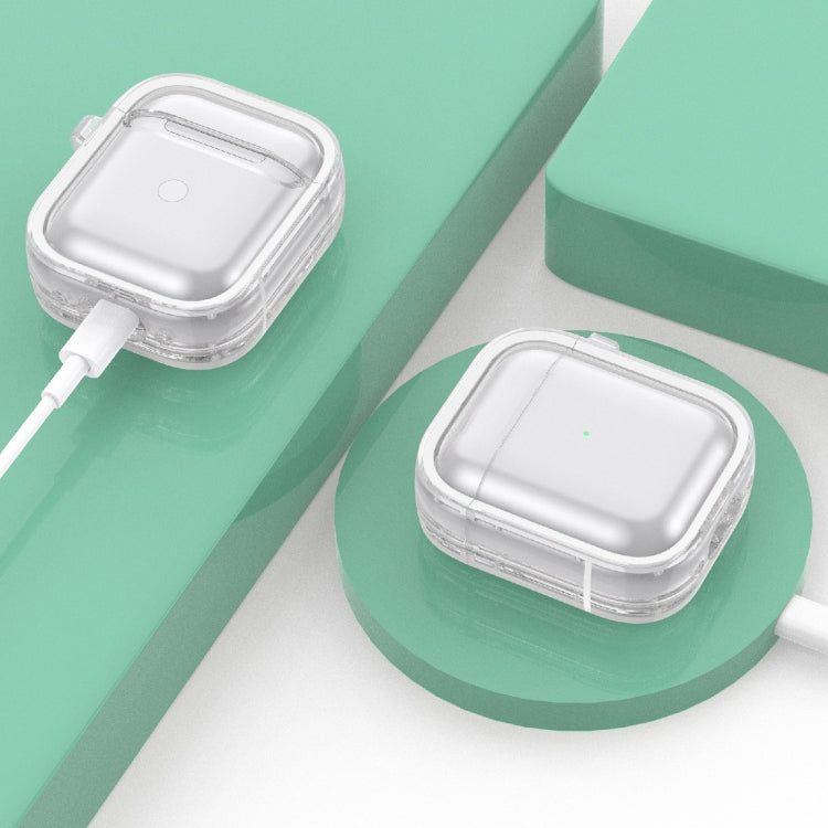 Two-color Photo Frame PC+TPU Anti-fall Wireless Earphone Case with Hook For AirPods 1/2