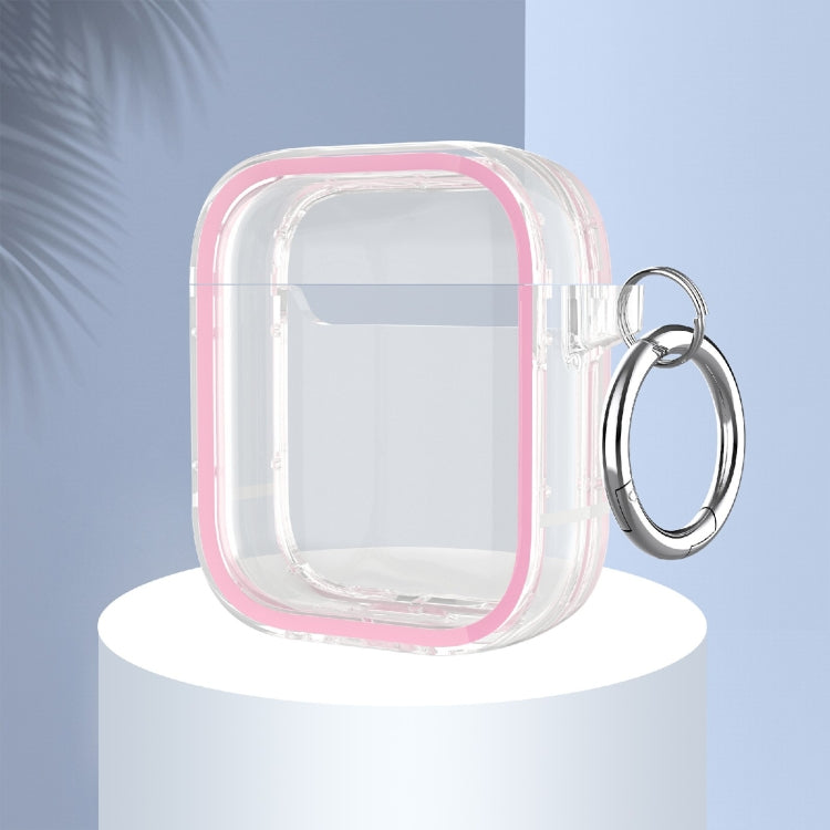 Two-color Photo Frame PC+TPU Anti-fall Wireless Earphone Case with Hook For AirPods 1/2