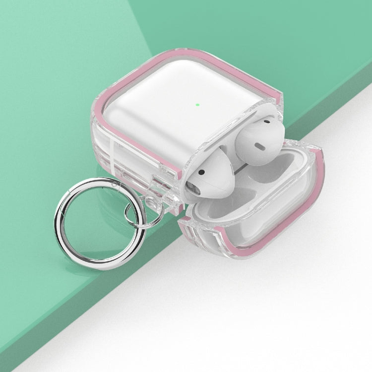 Two-color Photo Frame PC+TPU Anti-fall Wireless Earphone Case with Hook For AirPods 1/2