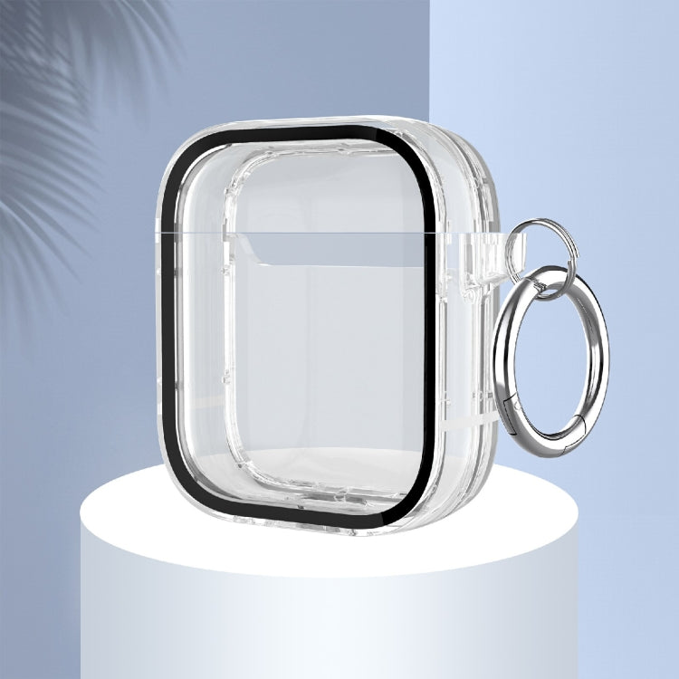 Two-color Photo Frame PC+TPU Anti-fall Wireless Earphone Case with Hook For AirPods 1/2