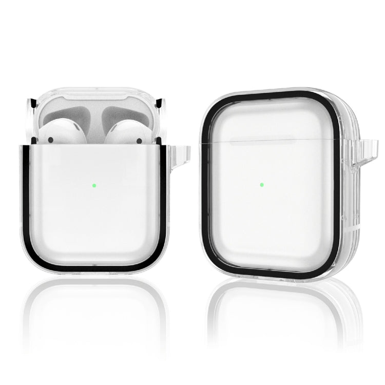 Two-color Photo Frame PC+TPU Anti-fall Wireless Earphone Case with Hook For AirPods 1/2