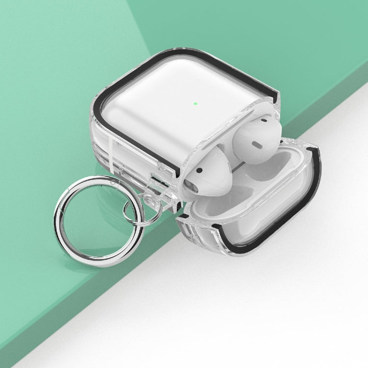 Two-color Photo Frame PC+TPU Anti-fall Wireless Earphone Case with Hook For AirPods 1/2