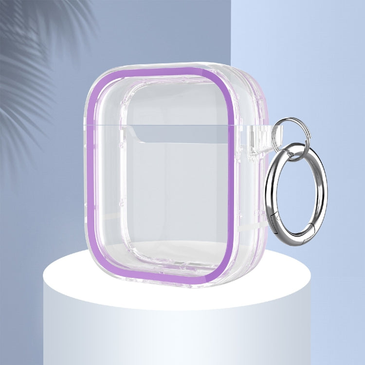 Two-color Photo Frame PC+TPU Anti-fall Wireless Earphone Case with Hook For AirPods 1/2