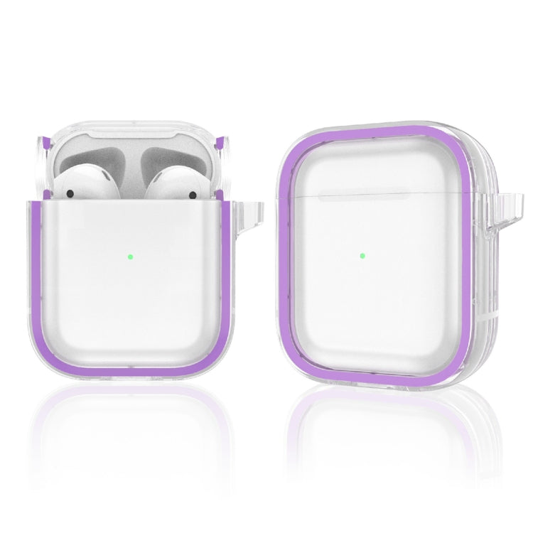 Two-color Photo Frame PC+TPU Anti-fall Wireless Earphone Case with Hook For AirPods 1/2
