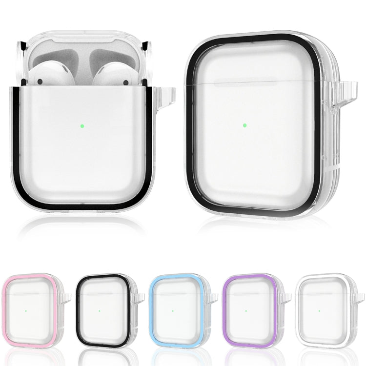 Two-color Photo Frame PC+TPU Anti-fall Wireless Earphone Case with Hook For AirPods 1/2