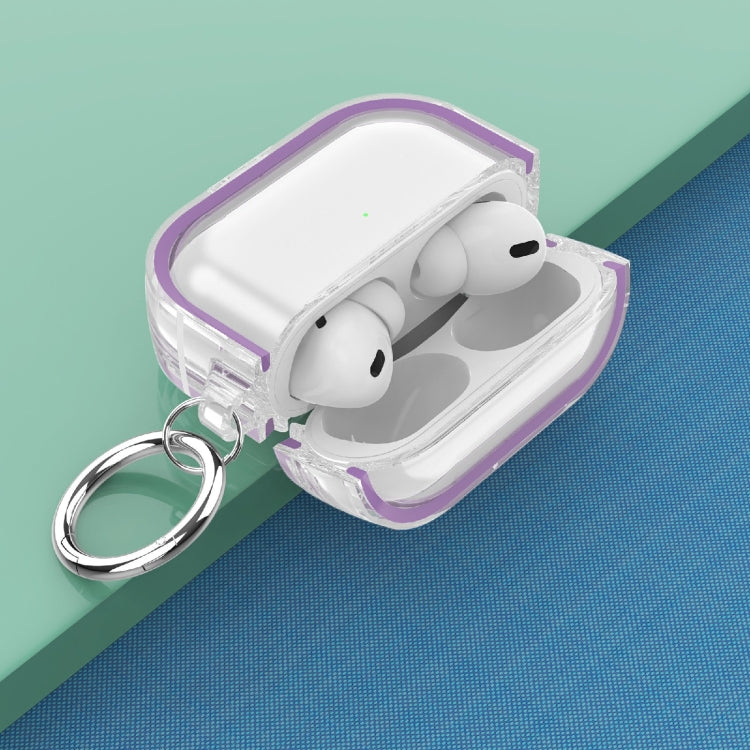 Two-color Photo Frame PC+TPU Anti-fall Wireless Earphone Case with Hook For AirPods Pro
