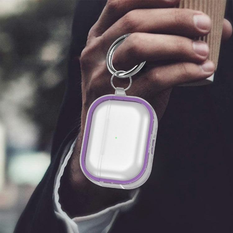 Two-color Photo Frame PC+TPU Anti-fall Wireless Earphone Case with Hook For AirPods Pro