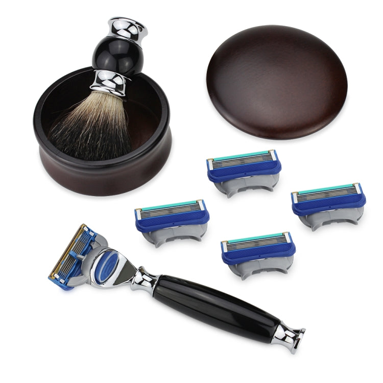 FK-9 6 In 1 Men Manual Shaving Razor Kit with Shaving Brush / Bowl / Soap / Brush Stand / Blades