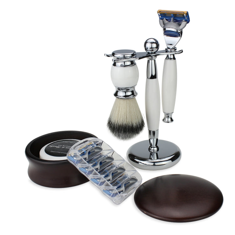 FK-10 6 In 1 Men Manual Shaving Razor Kit with Shaving Brush / Bowl / Soap / Brush Stand / Blades