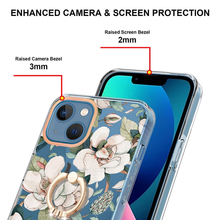 For iPhone 14 Plus Ring IMD Flowers TPU Phone Case