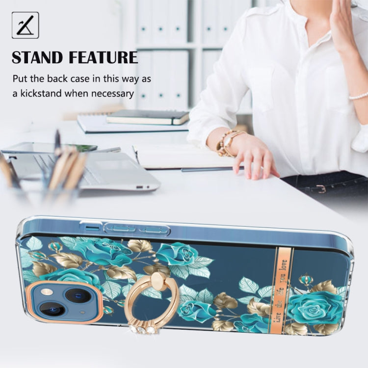 For iPhone 14 Plus Ring IMD Flowers TPU Phone Case