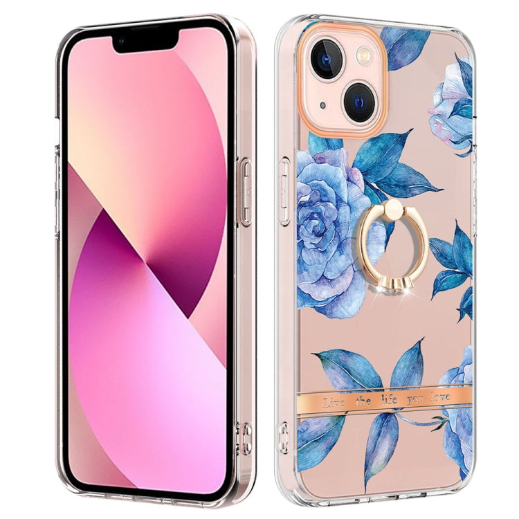 For iPhone 14 Plus Ring IMD Flowers TPU Phone Case