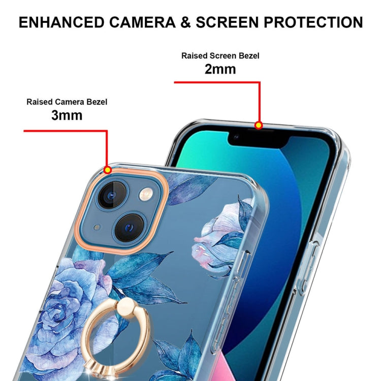 For iPhone 14 Plus Ring IMD Flowers TPU Phone Case