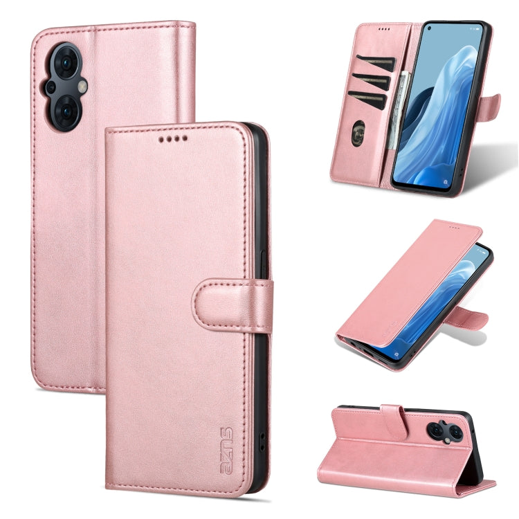 For OPPO Reno8 Lite AZNS Skin Feel Calf Texture Flip Leather Phone Case