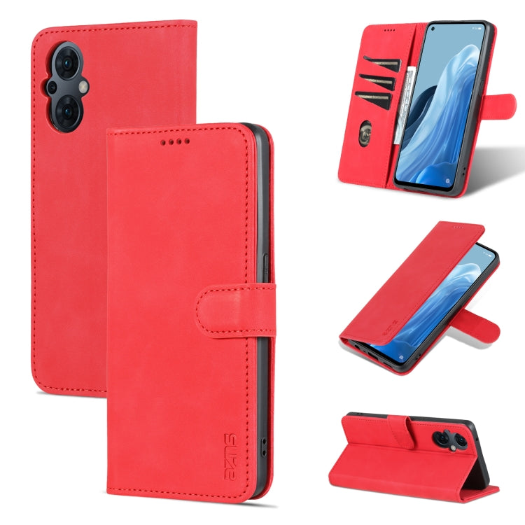 For OPPO Reno8 Lite AZNS Skin Feel Calf Texture Flip Leather Phone Case