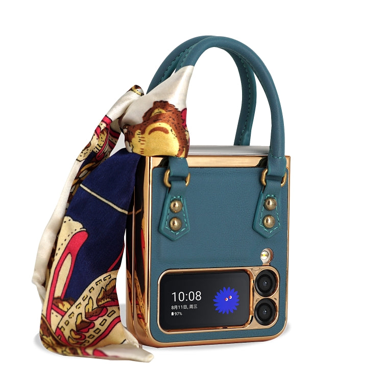 For Samsung Galaxy Z Flip3 5G Handbag Design Leather + PC Phone Case