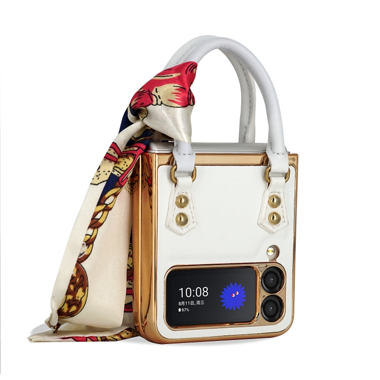 For Samsung Galaxy Z Flip3 5G Handbag Design Leather + PC Phone Case