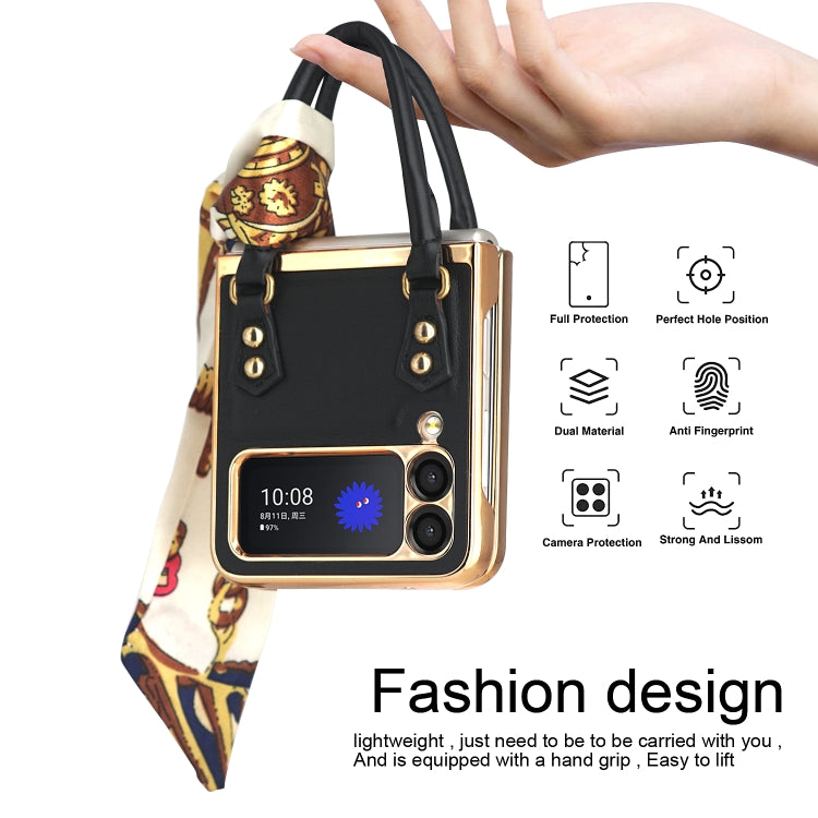 For Samsung Galaxy Z Flip3 5G Handbag Design Leather + PC Phone Case