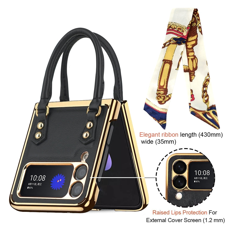 For Samsung Galaxy Z Flip3 5G Handbag Design Leather + PC Phone Case