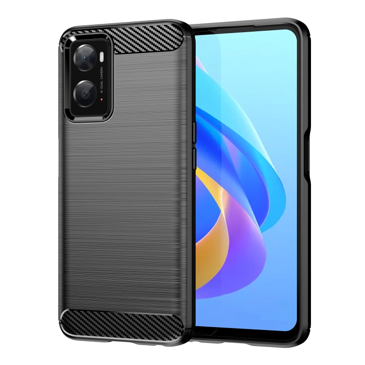 For OPPO A96 Brushed Texture Carbon Fiber TPU Phone Case