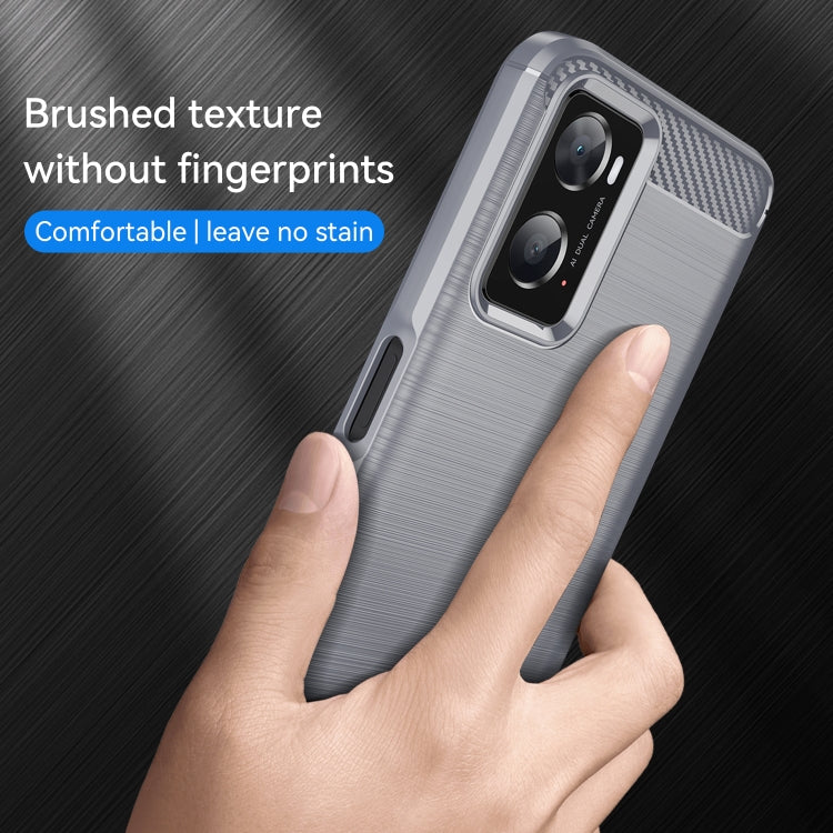 For OPPO A96 Brushed Texture Carbon Fiber TPU Phone Case
