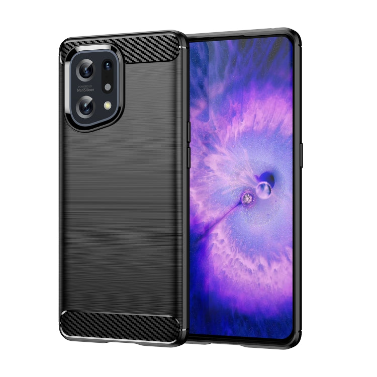 For OPPO Find X5 Brushed Texture Carbon Fiber TPU Phone Case