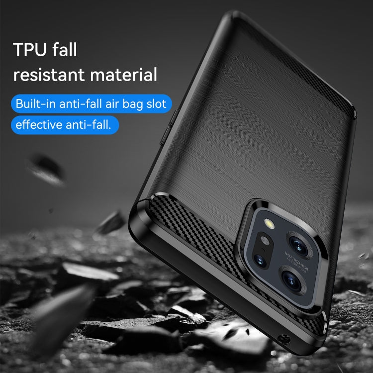 For OPPO Find X5 Brushed Texture Carbon Fiber TPU Phone Case