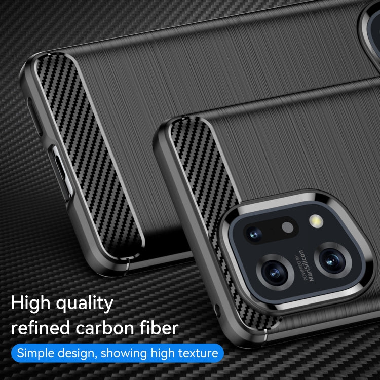 For OPPO Find X5 Brushed Texture Carbon Fiber TPU Phone Case
