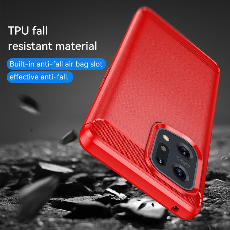 For OPPO Find X5 Brushed Texture Carbon Fiber TPU Phone Case
