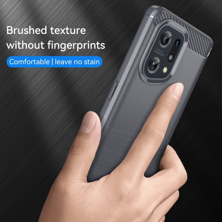 For OPPO Find X5 Brushed Texture Carbon Fiber TPU Phone Case