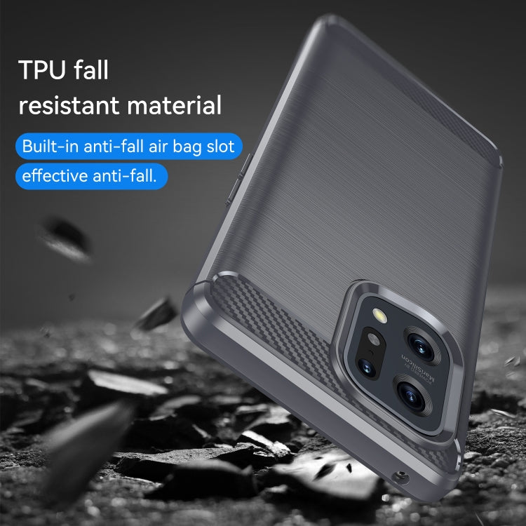 For OPPO Find X5 Brushed Texture Carbon Fiber TPU Phone Case