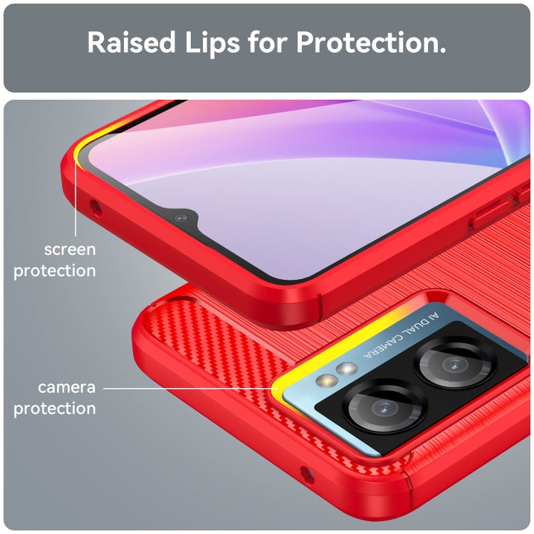 For OPPO A57 4G Brushed Texture Carbon Fiber TPU Phone Case