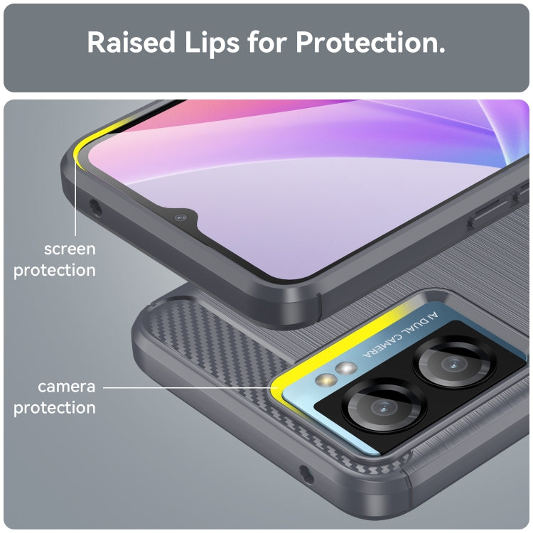 For OPPO A57 5G Brushed Texture Carbon Fiber TPU Phone Case