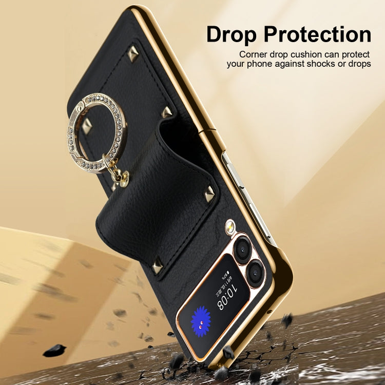 For Samsung Galaxy Z Flip3 5G Colorful Leather + PC Phone Case with Ring