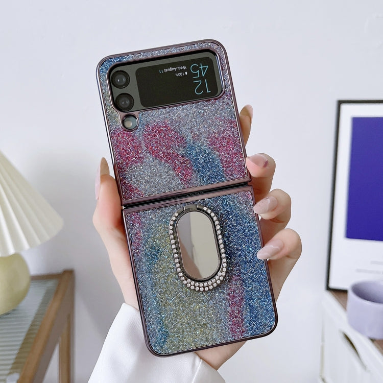 For Samsung Galaxy Z Flip4 5G Shinning Diamond Ring Holder Phone Case
