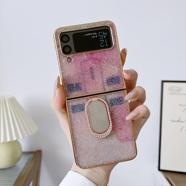 For Samsung Galaxy Z Flip4 5G Shinning Diamond Ring Holder Phone Case