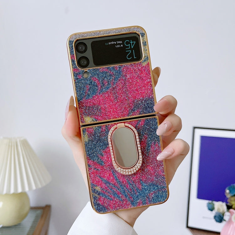 For Samsung Galaxy Z Flip4 5G Shinning Diamond Ring Holder Phone Case