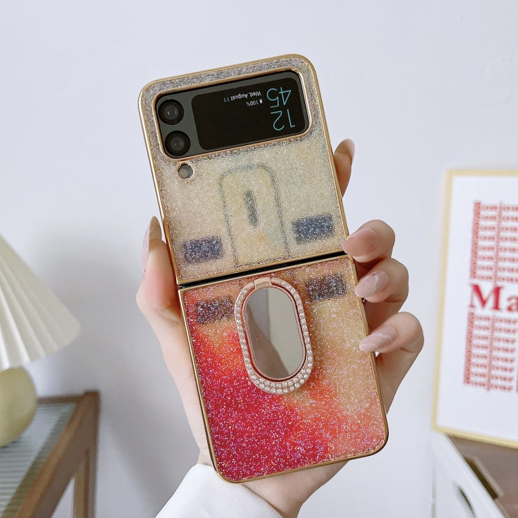 For Samsung Galaxy Z Flip4 5G Shinning Diamond Ring Holder Phone Case