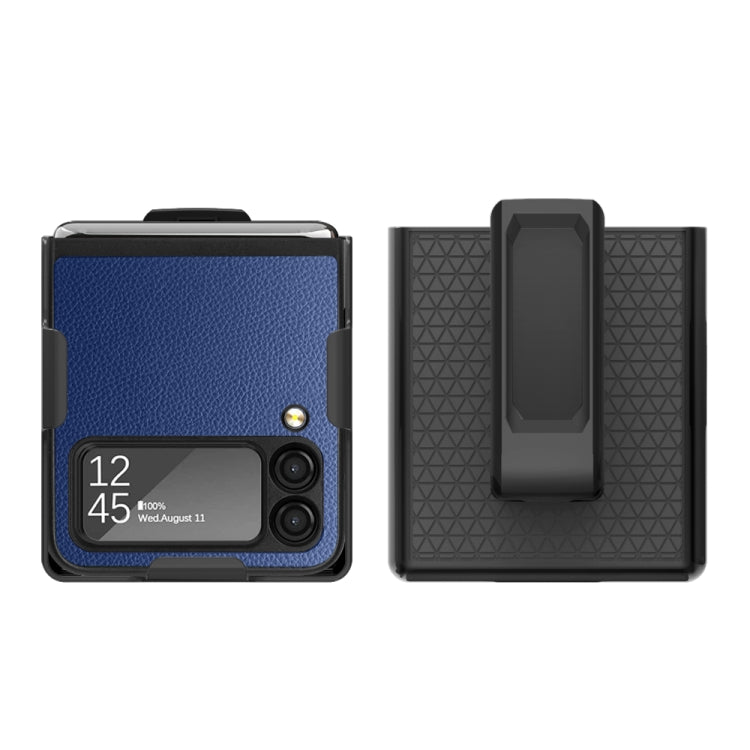 For Samsung Galaxy Z Flip4 5G Litchi Texture PC Phone Case with Back Clip